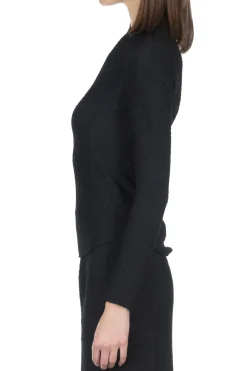 Clearance Mame Kurogouchi Shirring Jersey Jacquard Top - Black