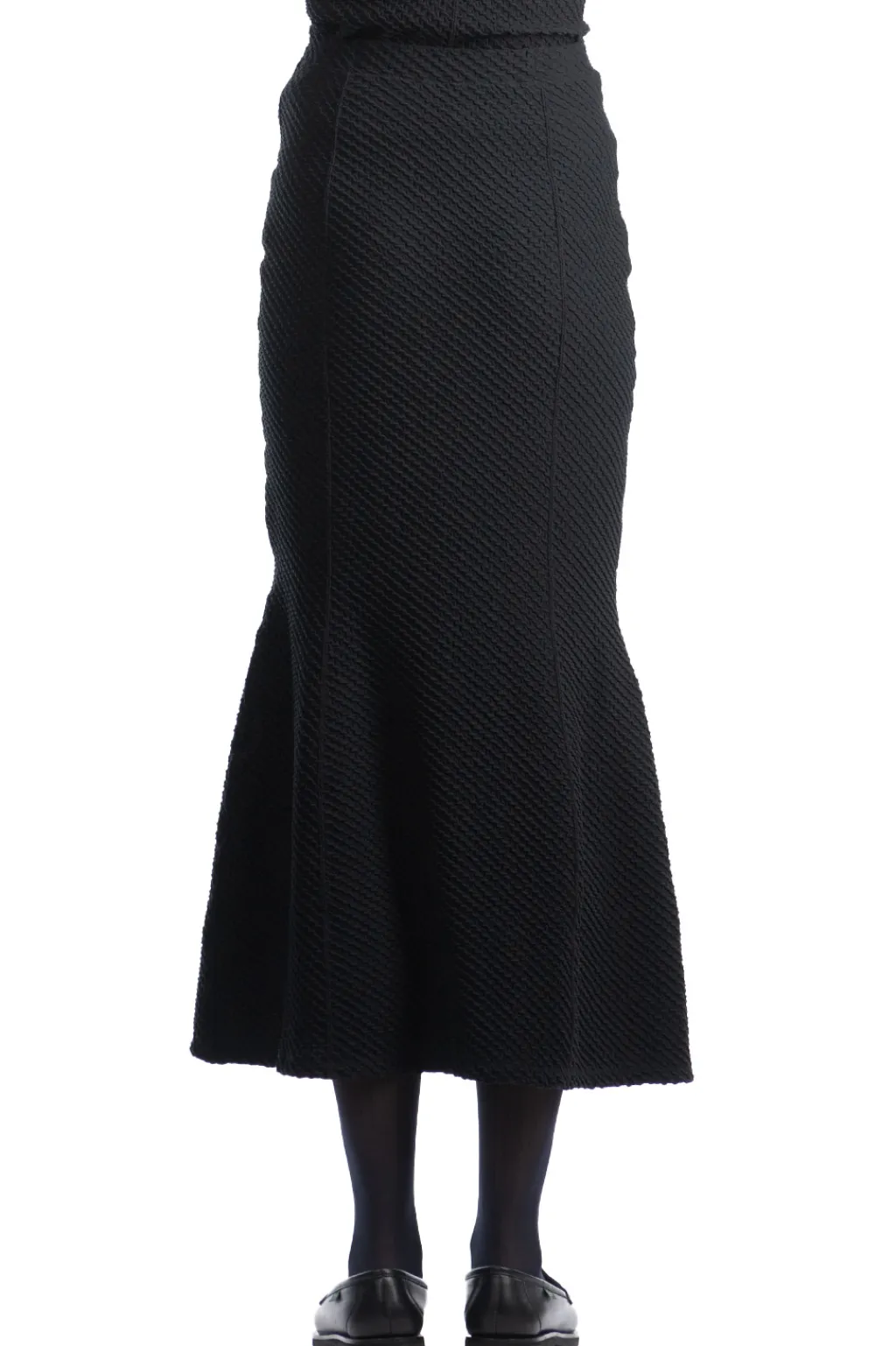Sale Mame Kurogouchi Shirring Jersey Jacquard Flared Skirt - Black