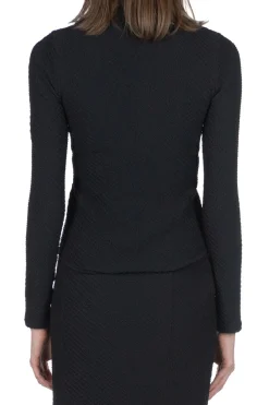 Clearance Mame Kurogouchi Shirring Jersey Jacquard Top - Black