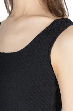 Sale Mame Kurogouchi Shirring Jersey Jacquard Sleeveless Top - Black