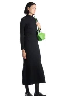 Sale Mame Kurogouchi Shirring Jersey Jacquard Flared Skirt - Black