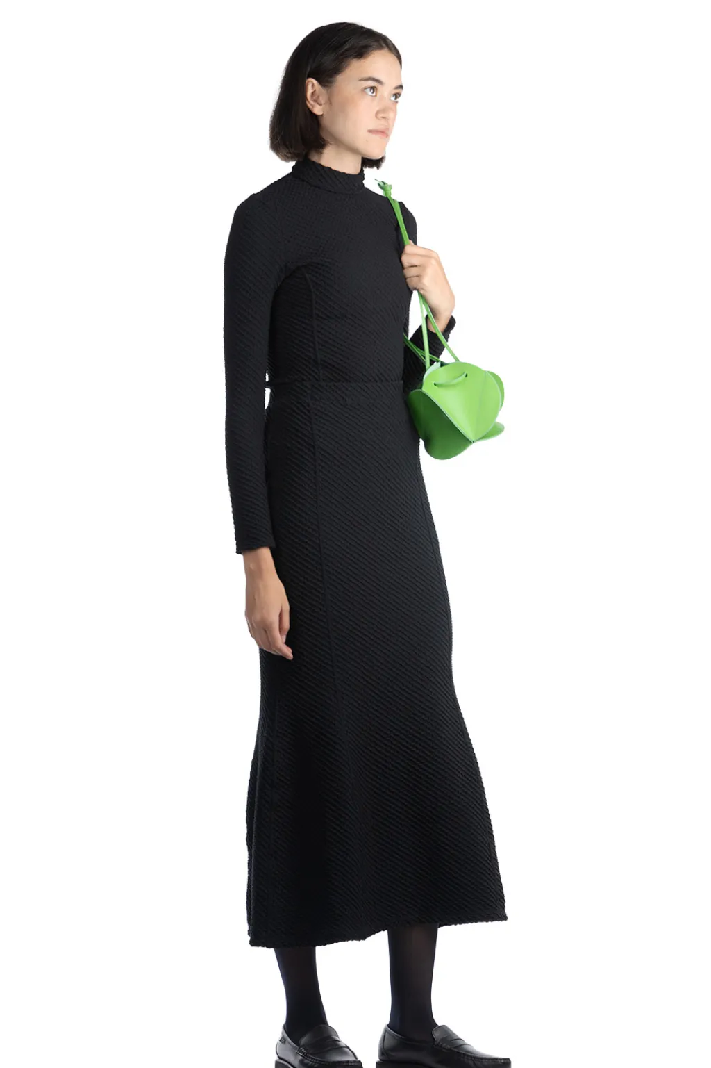 Sale Mame Kurogouchi Shirring Jersey Jacquard Flared Skirt - Black