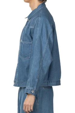Online Nanamica Short Denim Jacket - Light Indigo