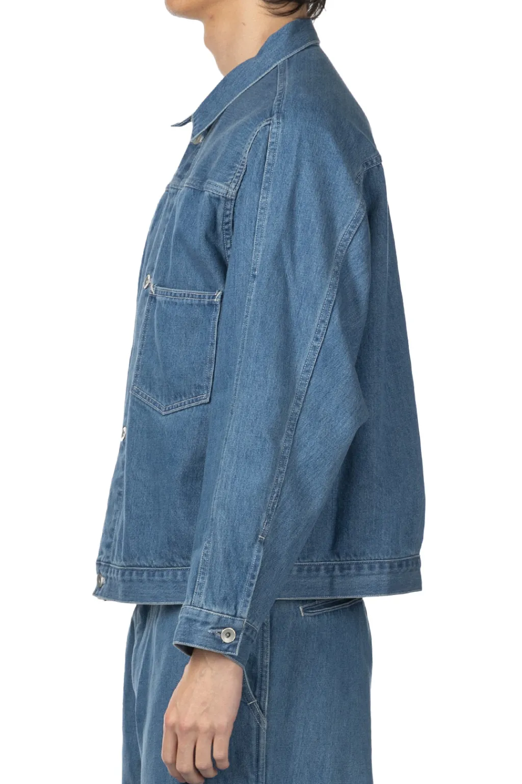 Online Nanamica Short Denim Jacket - Light Indigo