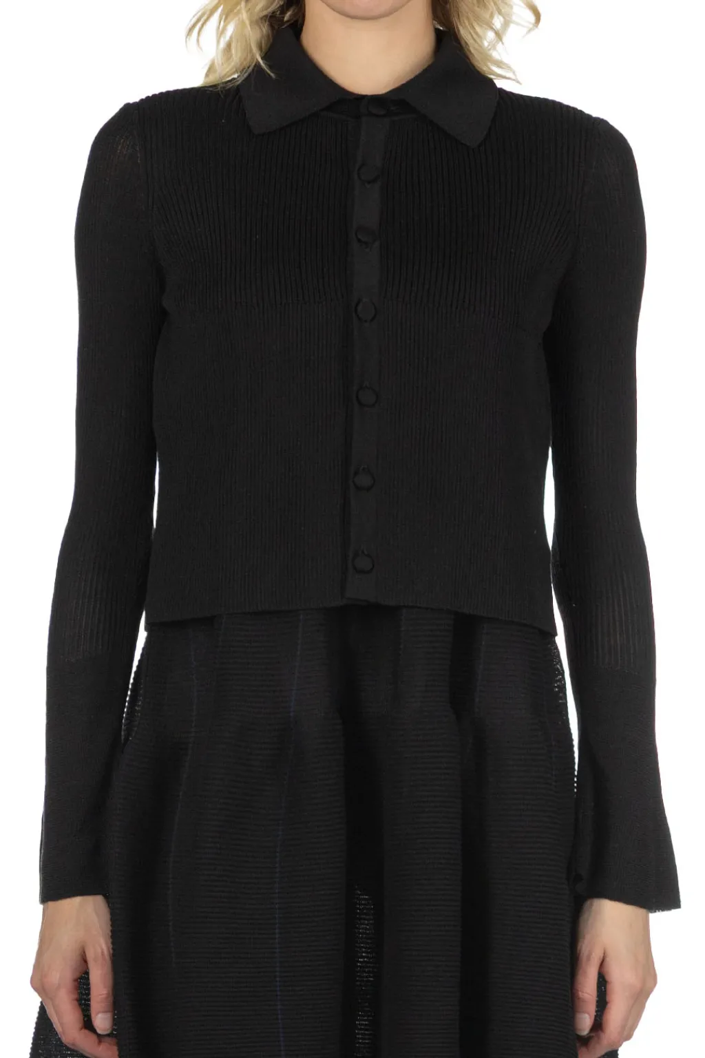 Sale CFCL Silk Cropped Shirt Cardigan - Black