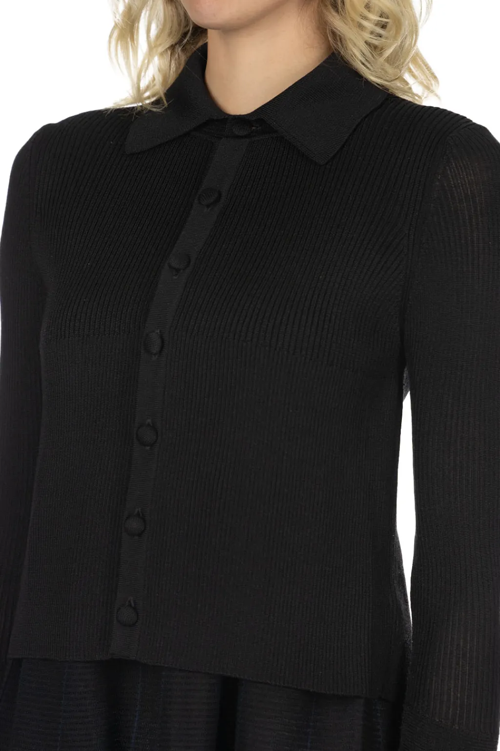 Sale CFCL Silk Cropped Shirt Cardigan - Black