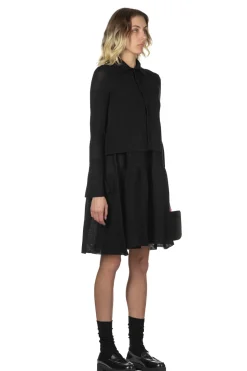 Sale CFCL Silk Cropped Shirt Cardigan - Black