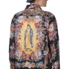 Sale Kapital Silk Rayon CHAMPETRE MARIA DRIZZLE Open Collar Shirt - Black