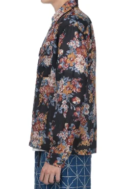 Sale Kapital Silk Rayon CHAMPETRE MARIA DRIZZLE Open Collar Shirt - Black