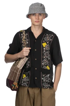 Hot Kapital Silk Rayon PECKSIH RAINBOWY WRANGLE Cuba Shirt - Black