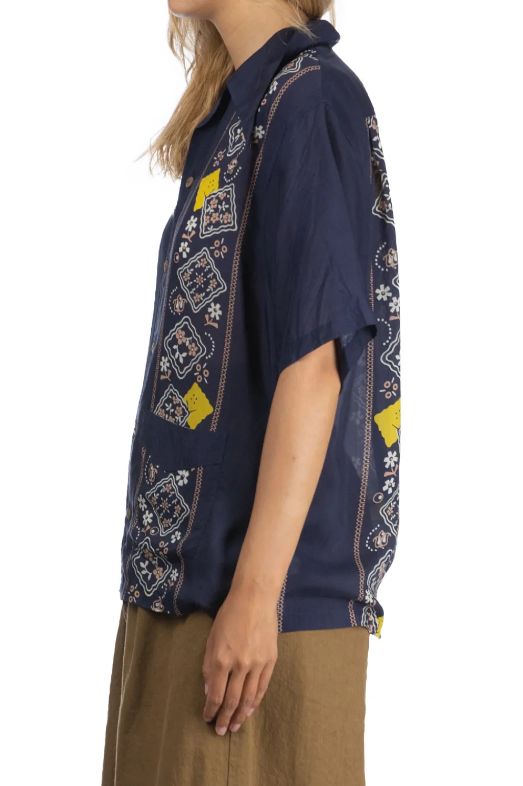 Best Kapital Silk Rayon PECKSIH RAINBOWY WRANGLE Cuba Shirt - Navy
