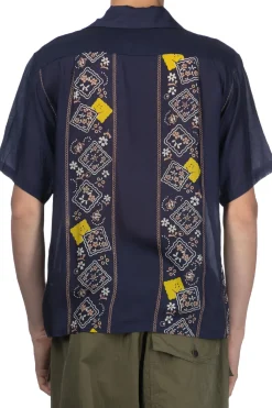 Sale Kapital Silk Rayon PECKSIH RAINBOWY WRANGLE Cuba Shirt - Navy