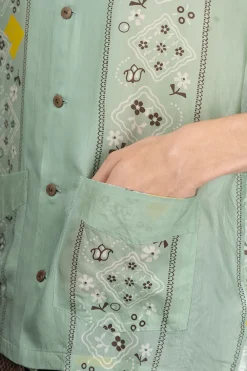 Best Kapital Silk Rayon PECKSIH RAINBOWY WRANGLE Cuba Shirt - Mint
