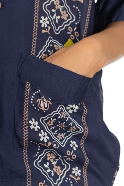 Best Kapital Silk Rayon PECKSIH RAINBOWY WRANGLE Cuba Shirt - Navy