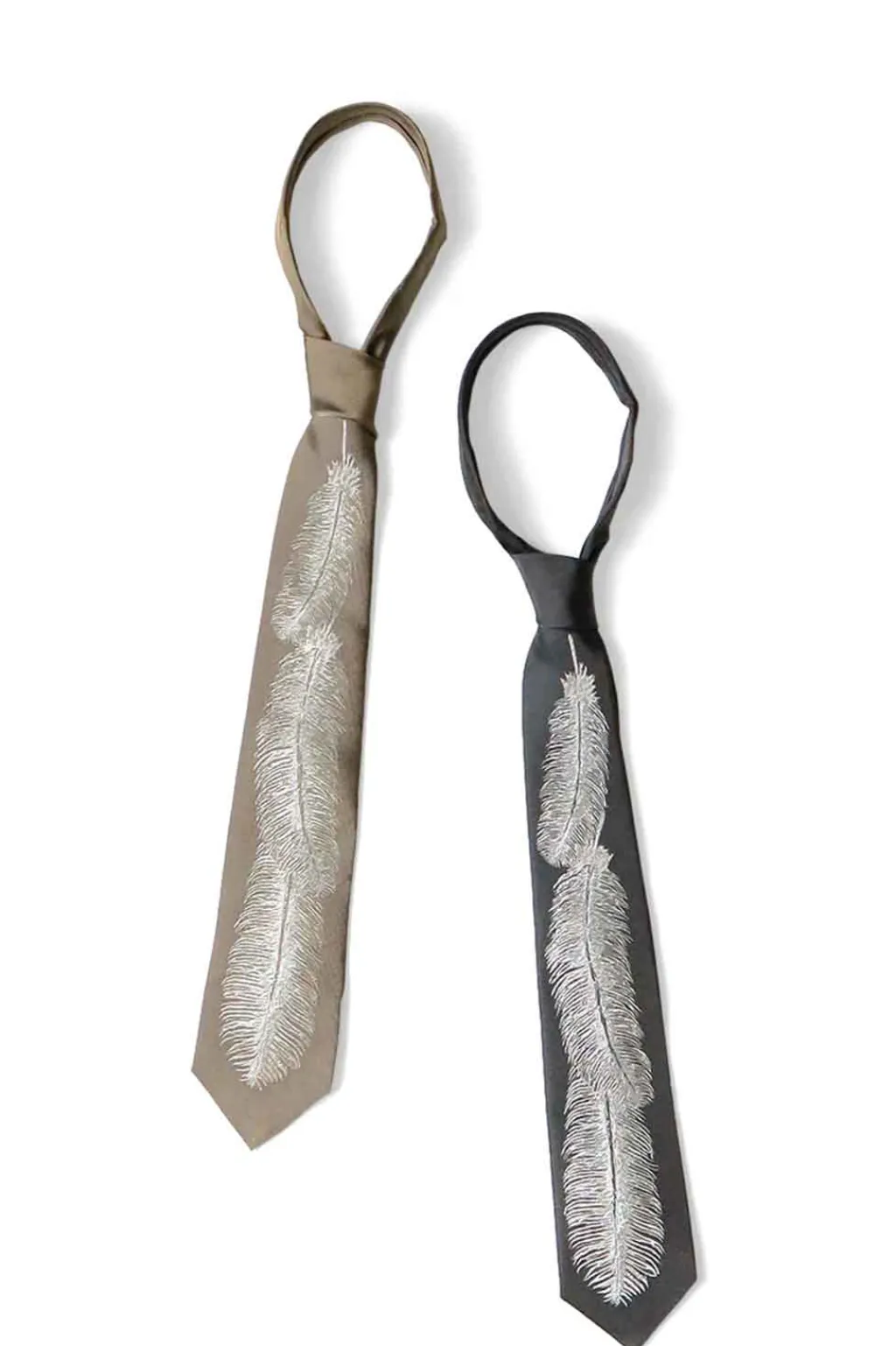 Hot Kapital Silk Twill Feather Tie - 2 Color Choices