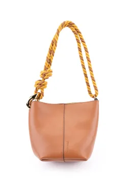 Best JW Anderson Small JWA Corner Bucket - Leather Bucket Bag - Pecan