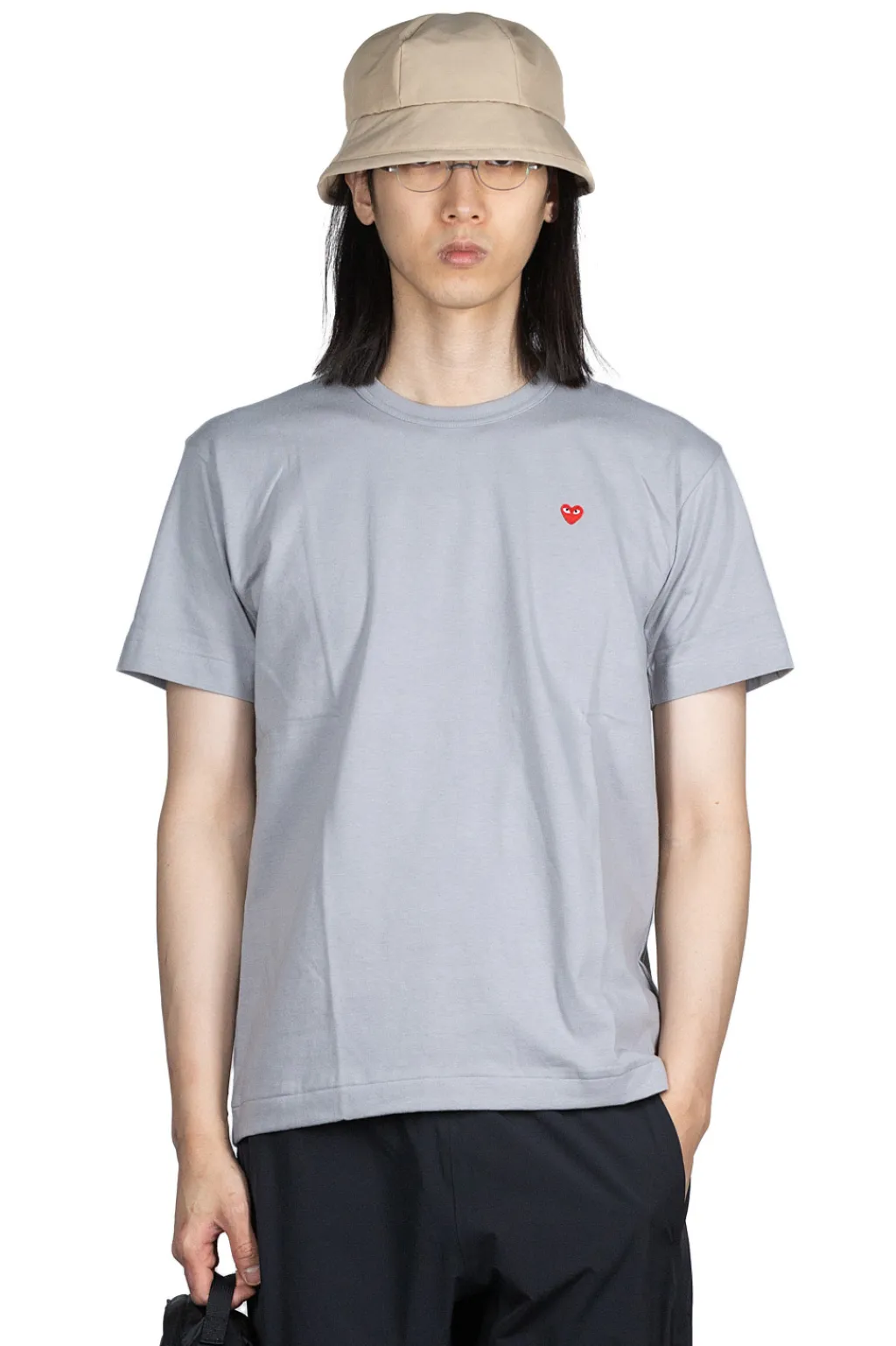 Sale Comme Des Garcons Play Small Red Heart T-Shirt - Grey
