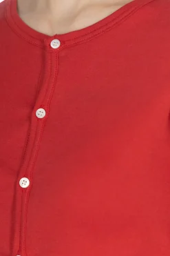 Best NARU Soft Cotton Frais Stitch Cardigan - Red