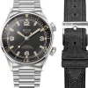 Online KUOE Watch SOMBRERO 90-011 - 38mm - Black Linen Textured Dial - Flat-Link