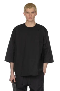 Clearance LEMAIRE SS Henley Top - Creamy Caviar