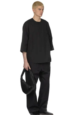 Clearance LEMAIRE SS Henley Top - Creamy Caviar