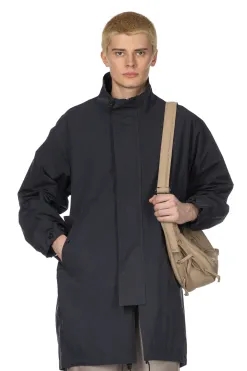 Discount Still by Hand Stand Collar Coat - Navy