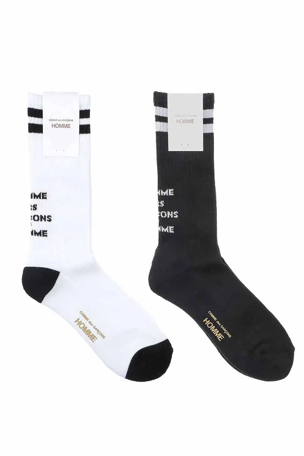 Clearance Comme Des Garcons Homme Stripe Cotton Mix Logo Socks with - 2 Colors