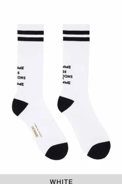 Clearance Comme Des Garcons Homme Stripe Cotton Mix Logo Socks with - 2 Colors