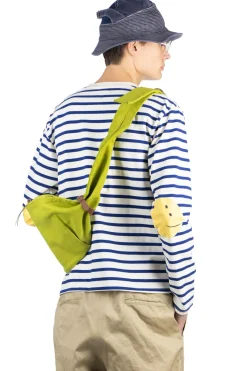 New Kapital Stripe Jersey Crew LS Tee (PROFILE RAINBOWY Patch) - Ecru x Blue