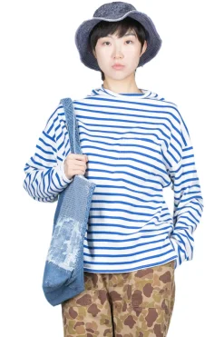 Best Kapital Stripe Jersey GANDHI Long Sleeve T - White x Blue