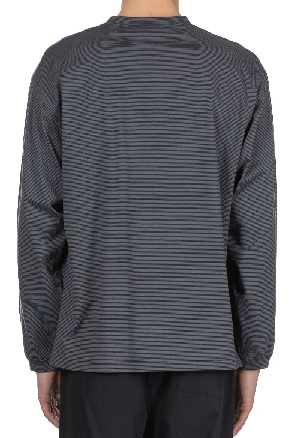 Hot Still by Hand Striped Long Sleeve T-Shirt - Grey x Navy