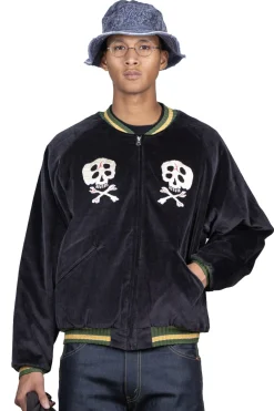 Clearance Kapital Sulfer Dyed Velvet Souvenir JKT (RAINSKULL) - Black