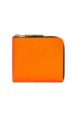 Fashion Comme Des Garcons Wallets Super Fluo Half Zip Wallet - Light Orange Pink