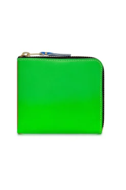 Discount Comme Des Garcons Wallets Super Fluo Half Zip Wallet - Green Orange