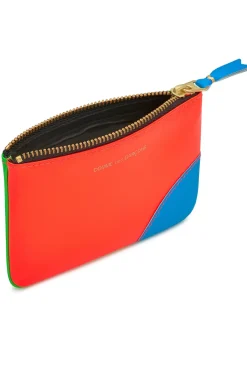 Sale Comme Des Garcons Wallets Super Fluo Zip Pouch - Green Orange