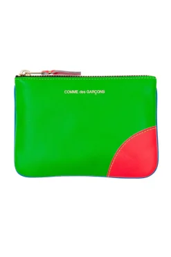 Clearance Comme Des Garcons Wallets Super Fluo Zip Pouch - Blue Green