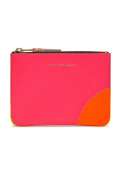 Discount Comme Des Garcons Wallets Super Fluo Zip Pouch - Pink Yellow