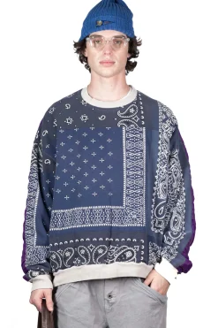 Clearance Kapital 12/-SWT Knit BANDANA BIVOUAC BIG Sweater - Purple Navy