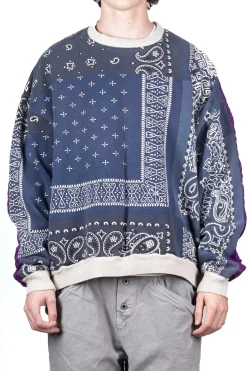 Clearance Kapital 12/-SWT Knit BANDANA BIVOUAC BIG Sweater - Purple Navy