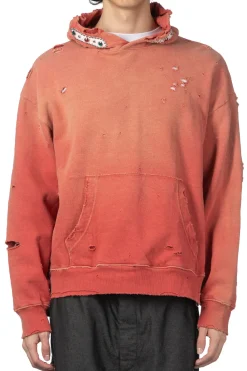 Clearance Kapital SWT Knit Thriller Damaged Hoodie (Studs) - Red