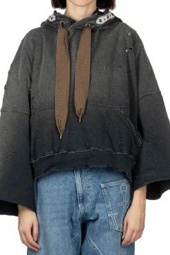 Clearance Kapital SWT Knit THRILLER Damaged DEVIL Hoodie (STUDS) - Black