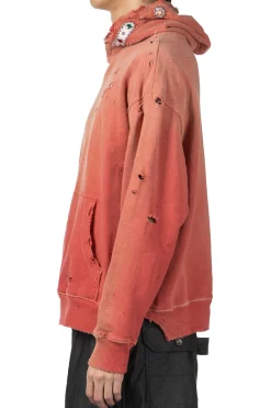 Clearance Kapital SWT Knit Thriller Damaged Hoodie (Studs) - Red