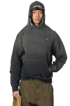 Discount Kapital SWT Knit Thriller Damaged Hoodie (Studs) - Black