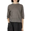 Outlet Nachukara Tencel Cocoon Blouse - Beige x Navy