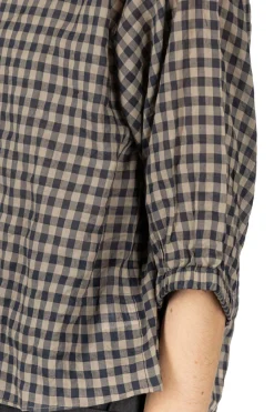 Outlet Nachukara Tencel Cocoon Blouse - Beige x Navy