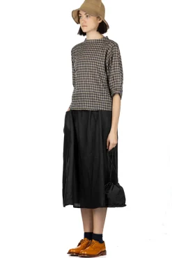 Outlet Nachukara Tencel Cocoon Blouse - Beige x Navy