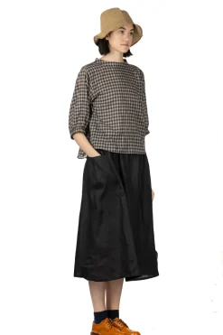 Outlet Nachukara Tencel Cocoon Blouse - Beige x Navy