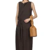 Online YLEVE Tencel Gather One-Piece Dress - Burgundy