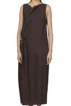 Online YLEVE Tencel Gather One-Piece Dress - Burgundy