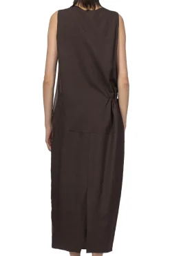 Online YLEVE Tencel Gather One-Piece Dress - Burgundy